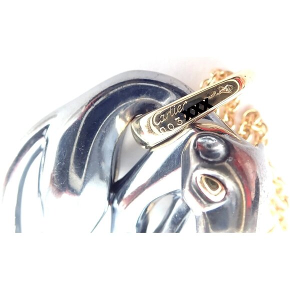 Authentic Panthere de Cartier Panther 18k Yellow Gold & Silverium Necklace Paper - Picture 9 of 15